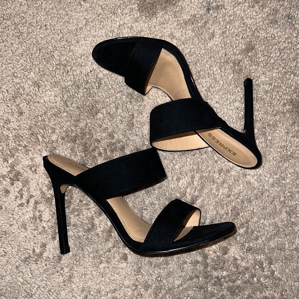 Express Black double strap slip on heels size 6